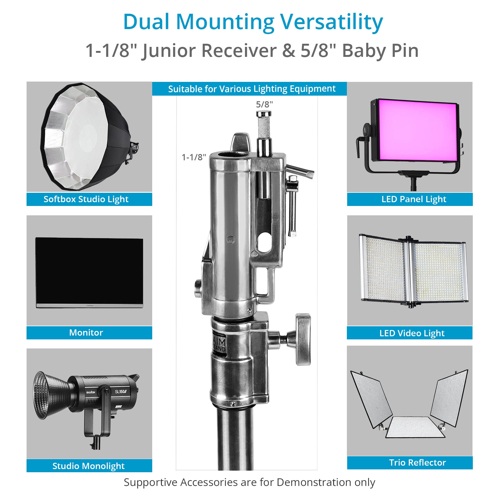 11.3' Ninja Double Riser Combo Stand for Lighting | Proaim