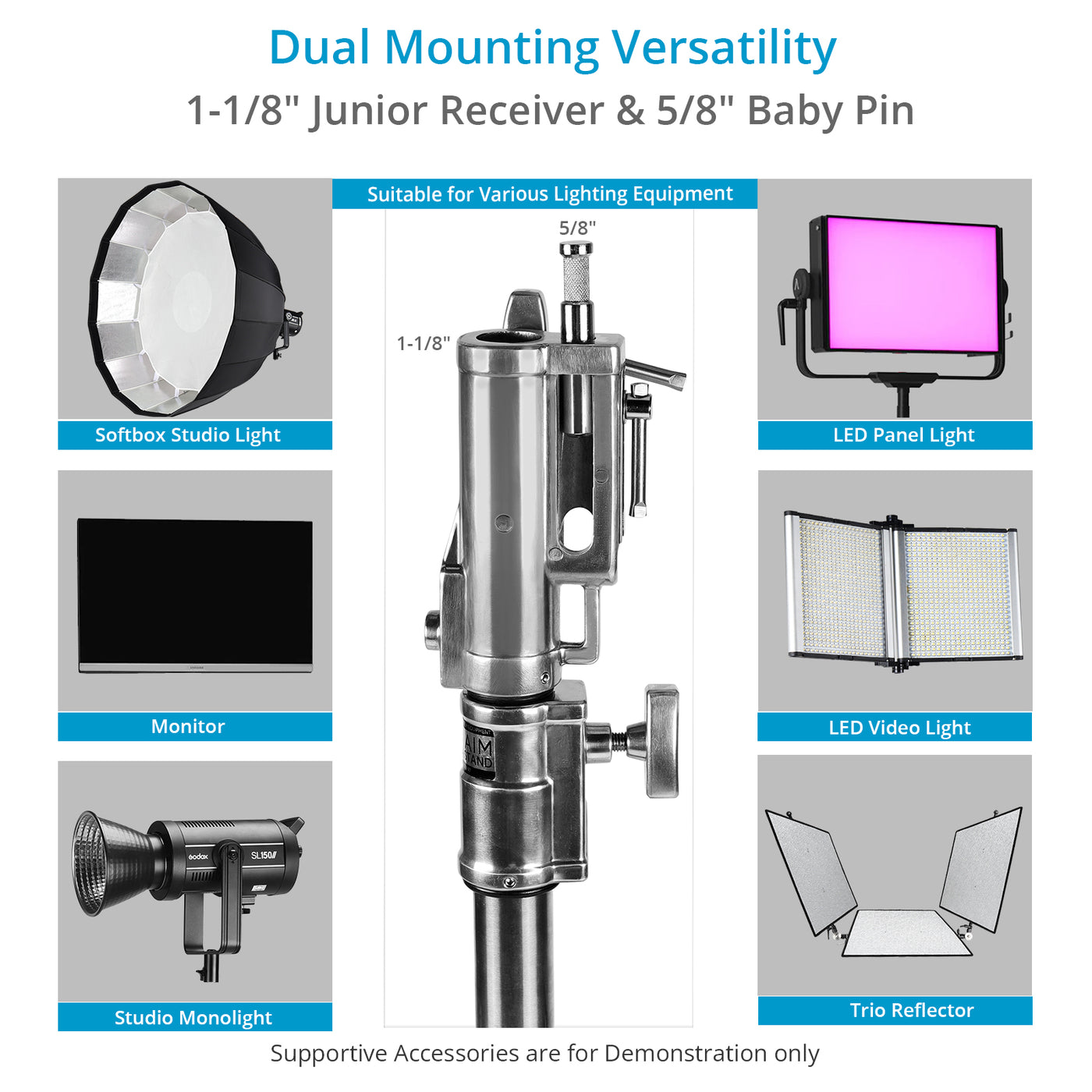 Proaim 11.3’ Ninja Double Riser Combo Stand for Lighting Fixtures & Gr