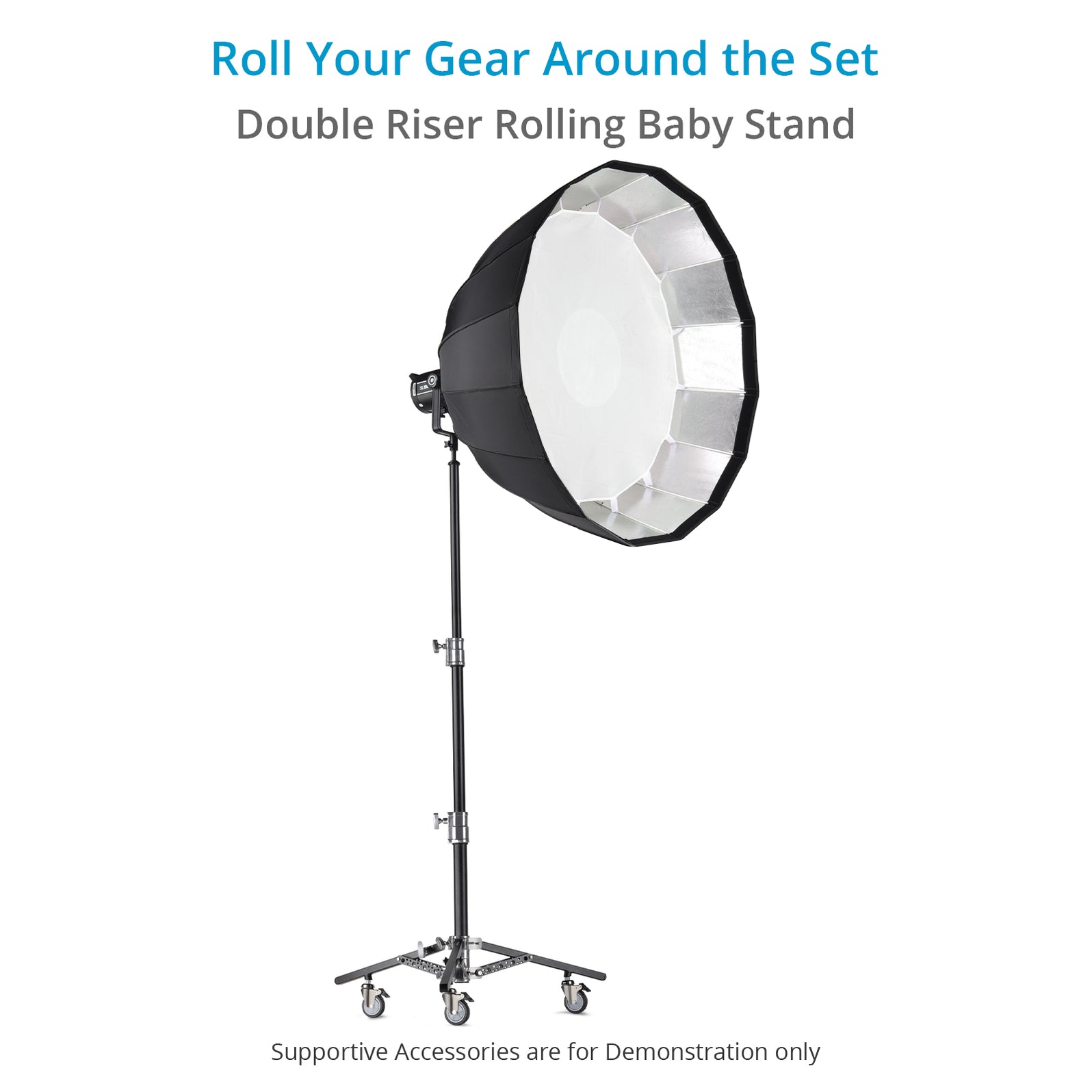 Proaim 6.16ft Double Riser Rolling Monitor Stand with 5/8” Mount