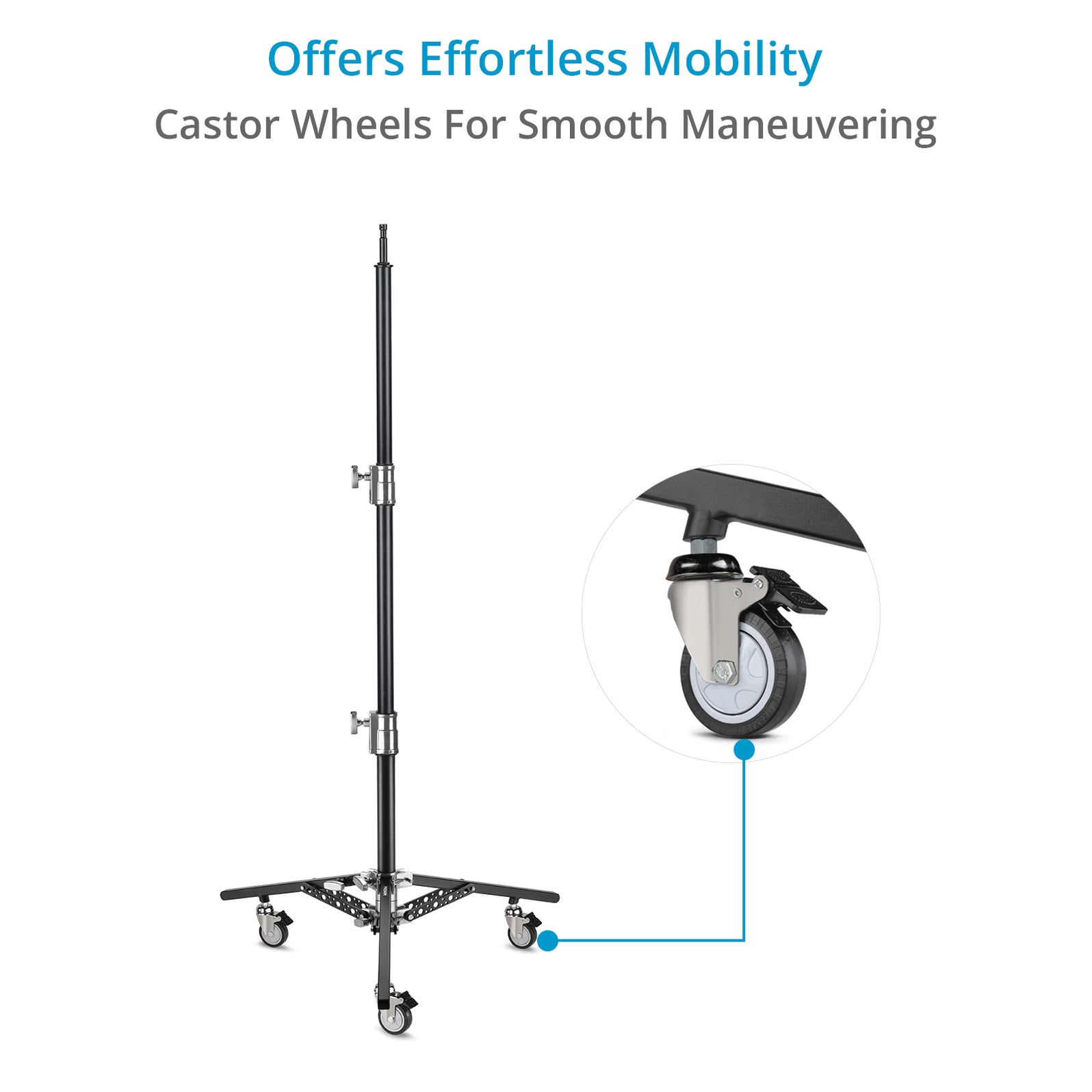 Proaim 6.16ft Double Riser Rolling Monitor Stand with 5/8” Mount