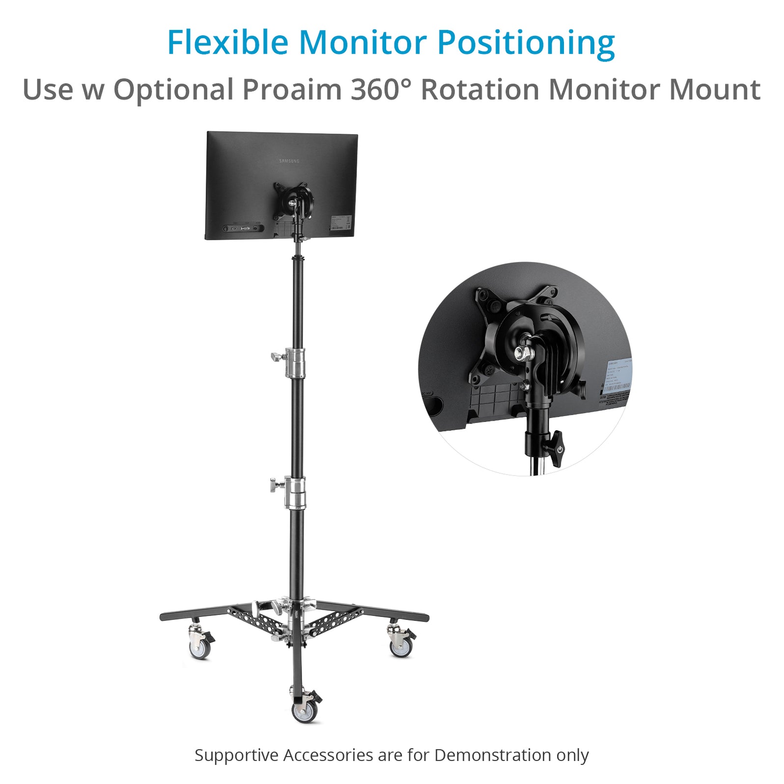 Proaim 6.16ft Double Riser Rolling Monitor Stand with 5/8” Mount