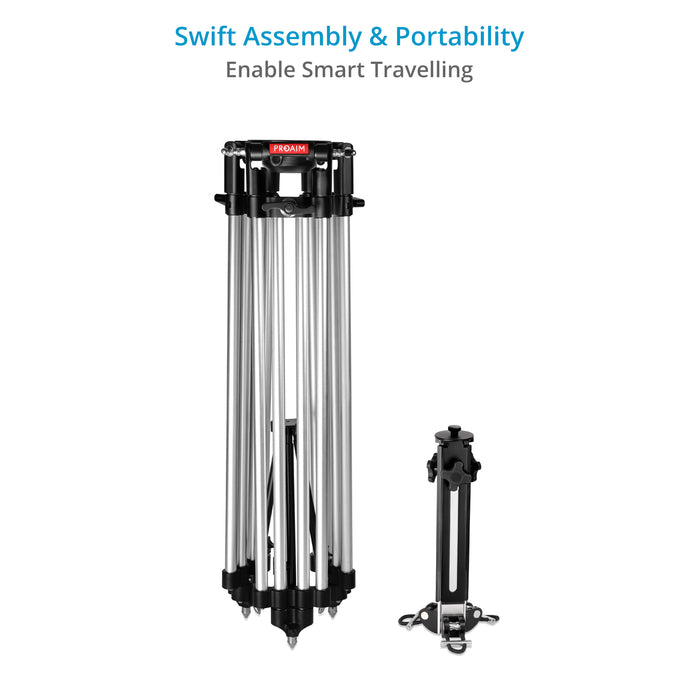 Proaim Heavy-Duty 150mm Tripod Stand with Spreader | Payload - 250kg / 551lb
