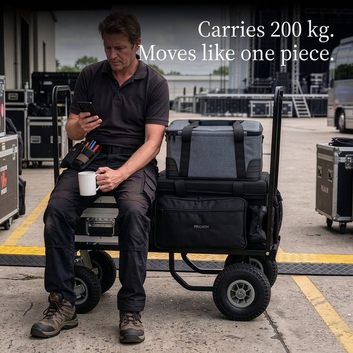 proaim vanguard collapsible utility production cart for film television photo industry