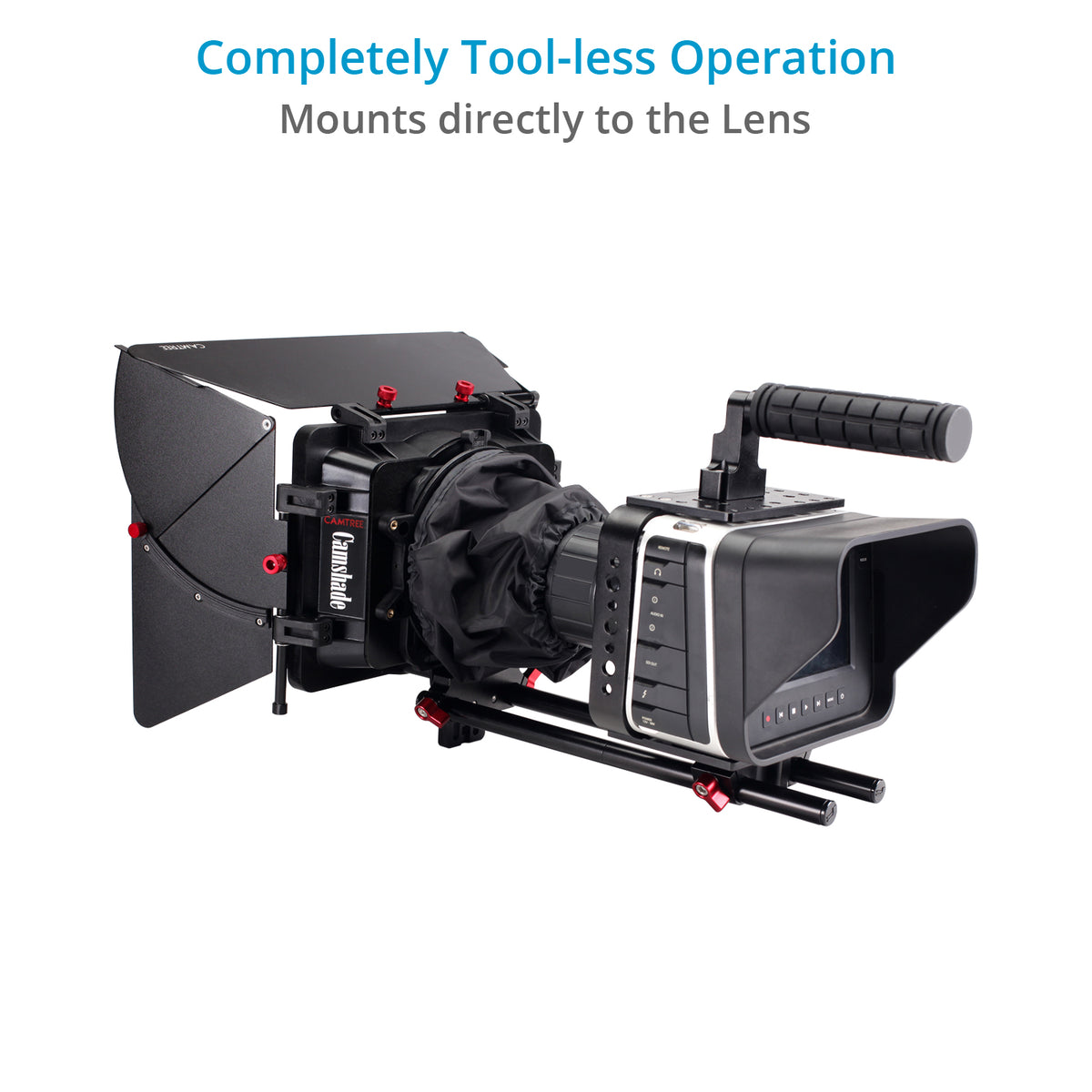 matt black camera gear CAMTREE Camshade Video Matte Box Filmmaking Farbe:Weissgruen RAL 6019 Bulls Zarena 1 27,5 The belt loop allows earn-it